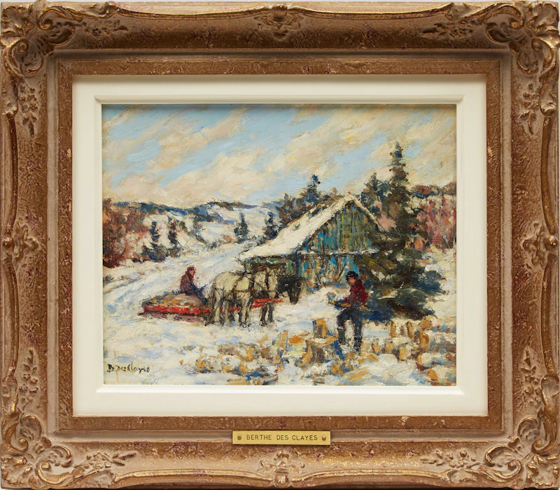 Berthe Des Clayes, Winter in the Laurentians, oil on board - view 2