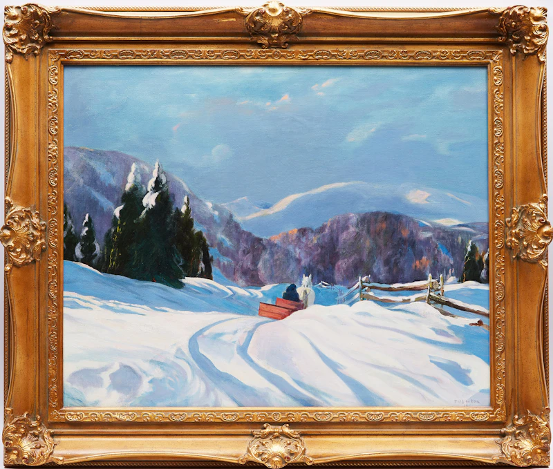 Ralph Wallace Burton, Red Sleigh, Winter, oil on canvas - view 2