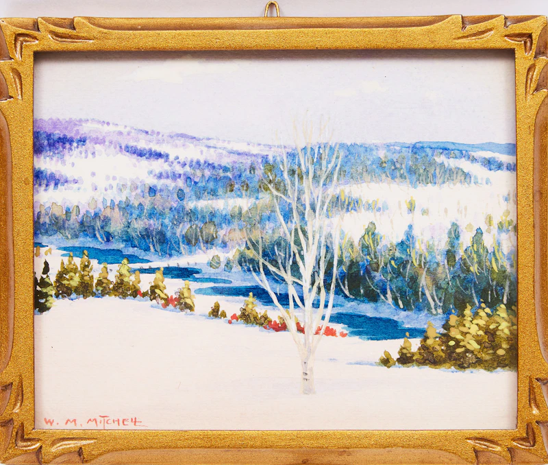 Willard Morse Mitchell, A Street Corner in the Historic Old City of Quebec, P.Q; A Charming Snowscape in the Famous Laurentian Mountains, P.Q.  , two watercolours - view 5