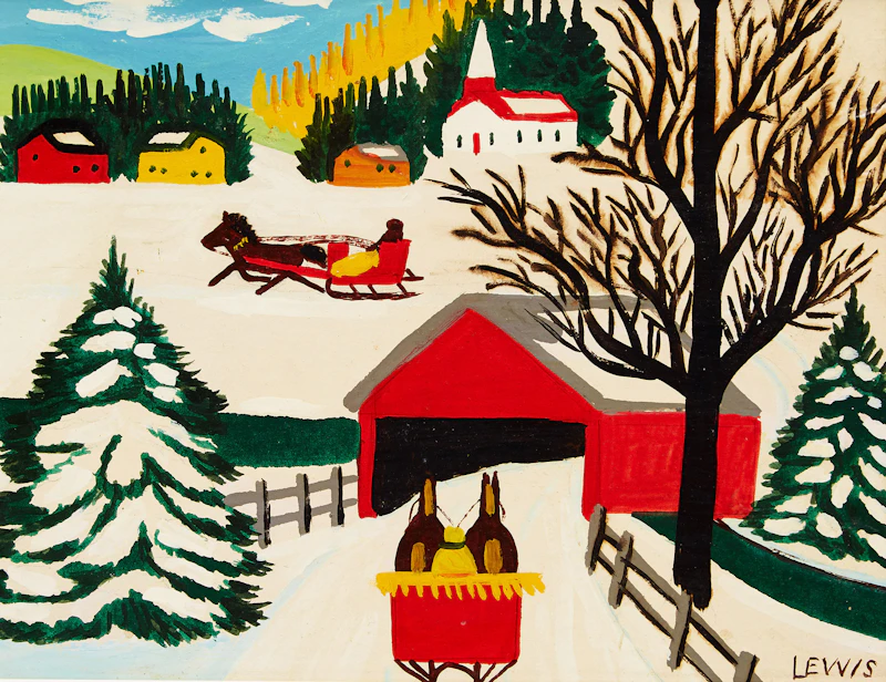 Covered Bridge in Winter by Maud Lewis