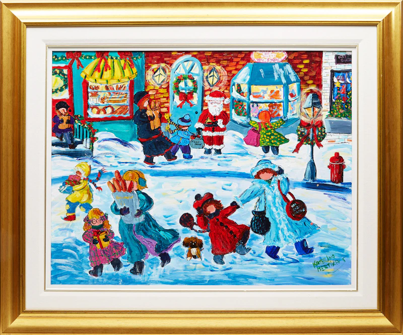 Katerina Mertikas, Christmas Eve Shopping Rush, oil on board, 1999 - view 2