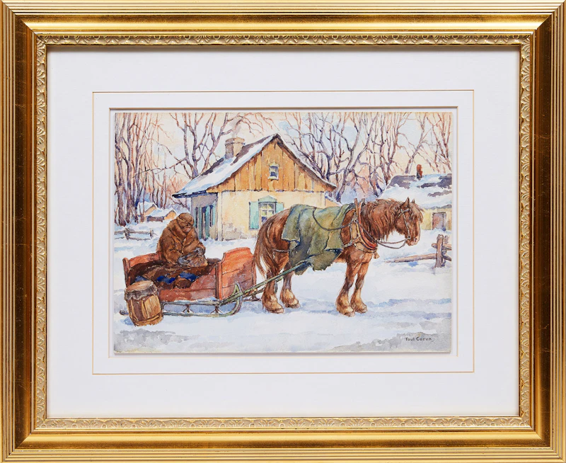 Paul Archibald Caron, Horse and Sleigh, watercolour - view 2