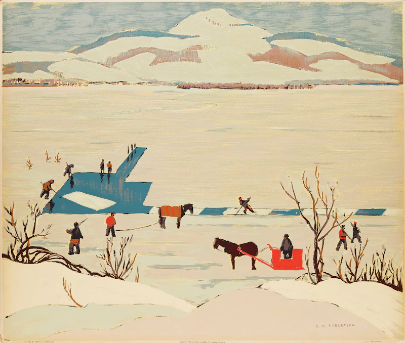 Sarah Robertson and Tom Thomson, Ice Cutting; Portage, Ragged Lake (trimmed), two silkscreens - view 3