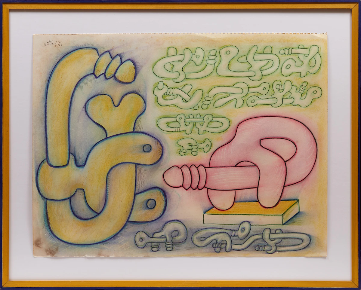 Sorel Etrog, Ohne Titel (1973), mixed media on paper, 1973