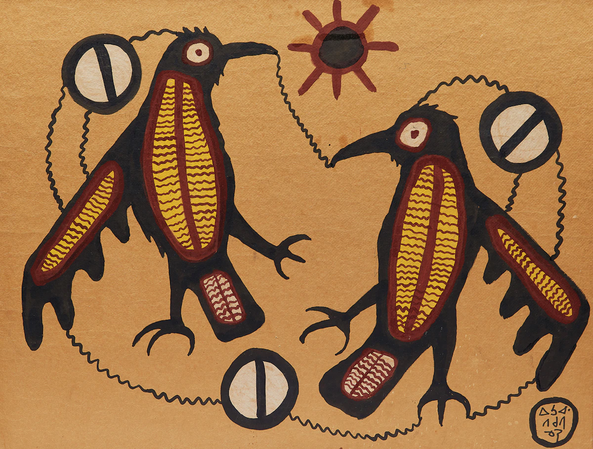 Norval Morrisseau, Thunderbird Young, acrylic on kraft card