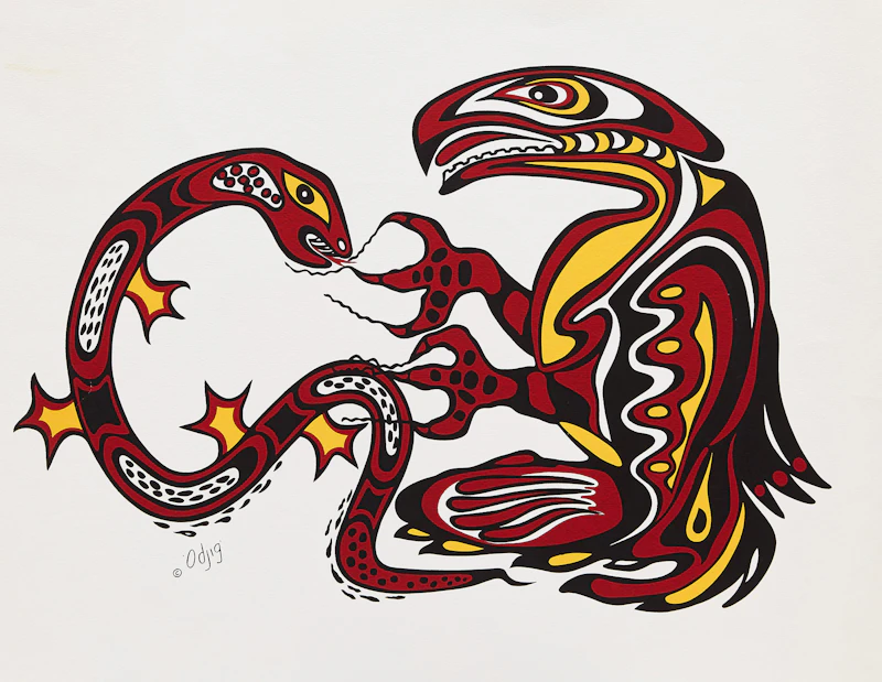 The Eternal Conflict; Mother and Children by Daphne Odjig