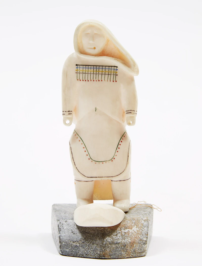 Woman with Bag by Unidentified Inuit Artist (Nunavik)