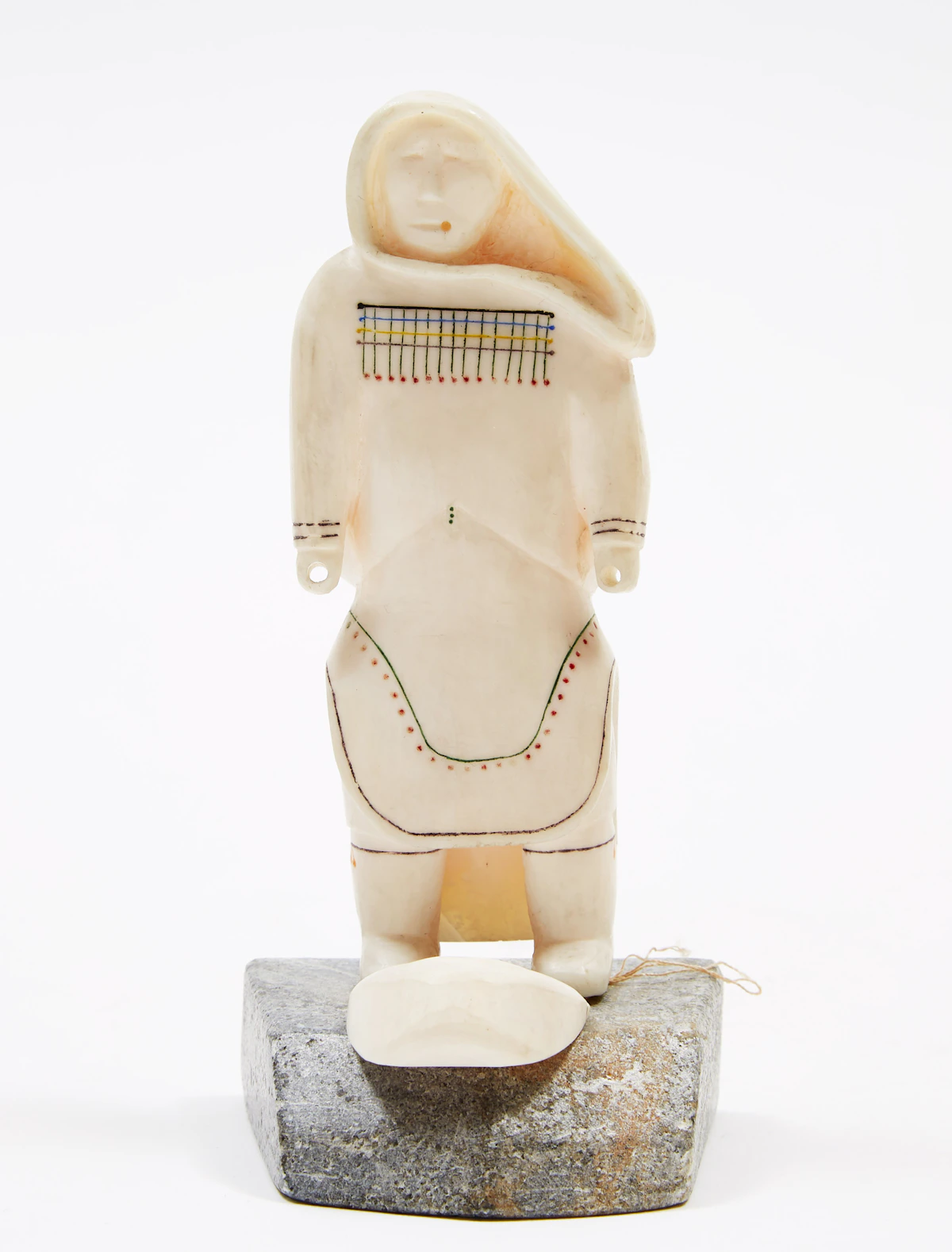 Unidentified Inuit Artist (Nunavik), Woman with Bag, ivory, circa Late 1940s/early 1950s
