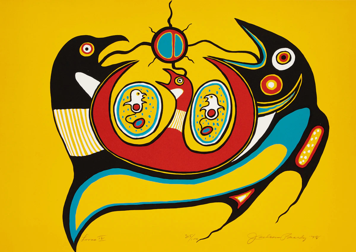 Jackson Beardy, Loons IV, serigraph, 1978