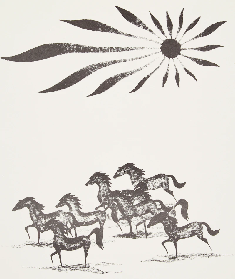 Running Horses; Black Bear by Benjamin Chee Chee