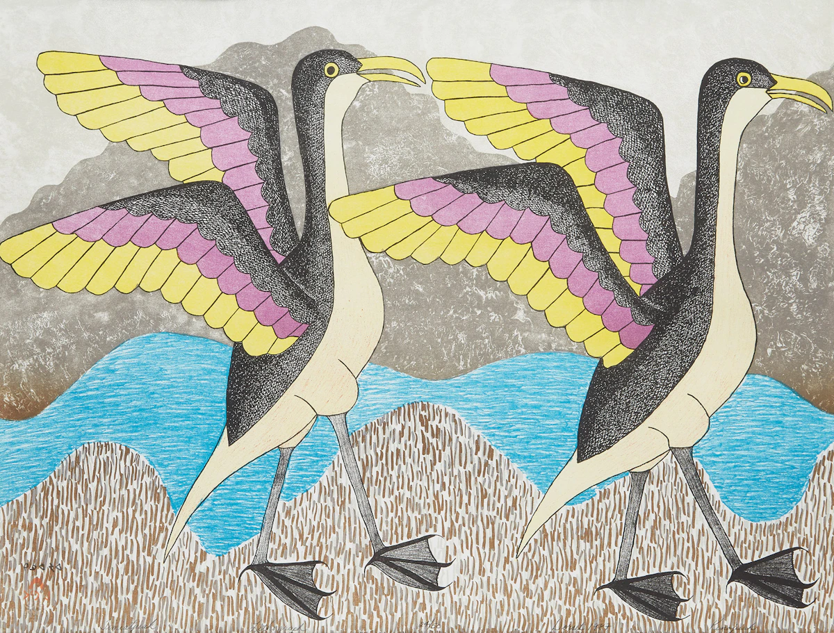Kenojuak Ashevak, Timiatjuak, colour lithograph, 1987