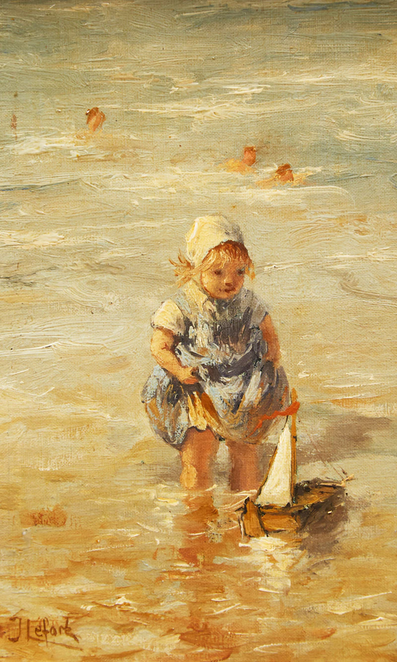 Girl Playing at Beach by Jean-Louis Lefort