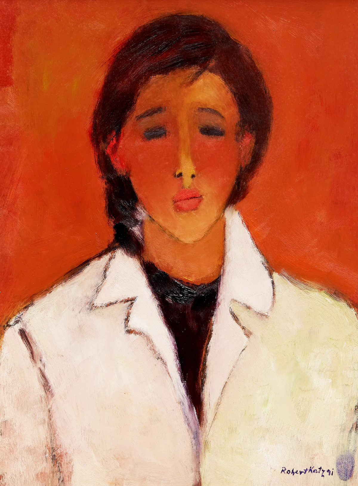 Robert Katz, Portrait of a Woman (Catherine), oil on board, 1991