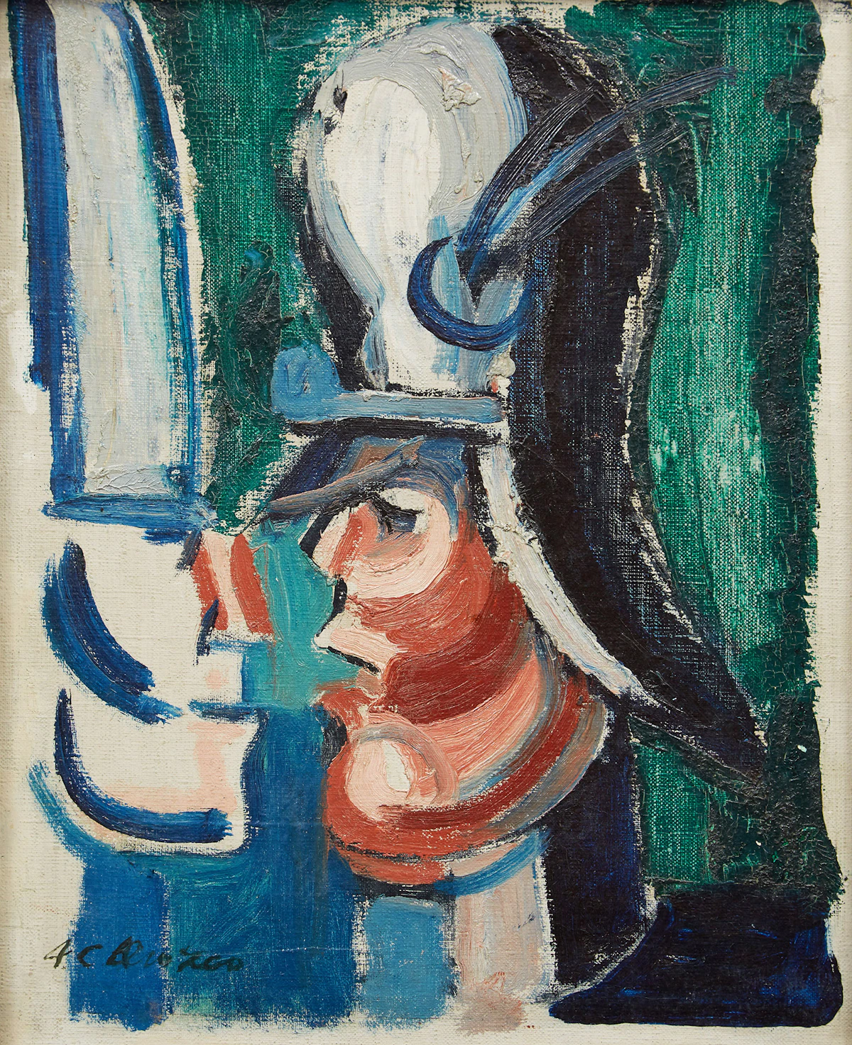 José Clemente Orozco, Untitled (Cabezas De Guerreros), oil on canvas