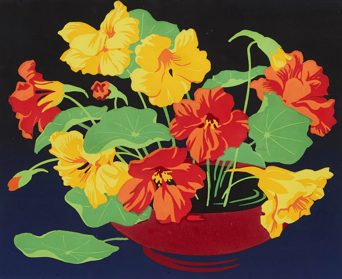 Alfred Joseph Casson, Nasturtiums, colour silkscreen