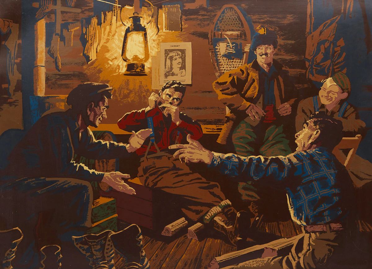 Charles Fraser Comfort, The Bunkhouse Scene, Sampson Matthews silkscreen