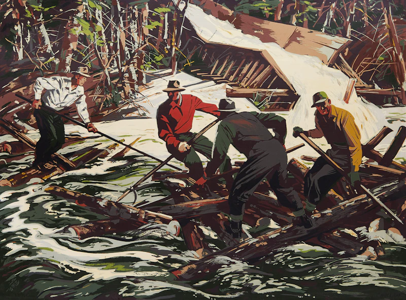 The Log Drive by Joseph Sidney Hallam