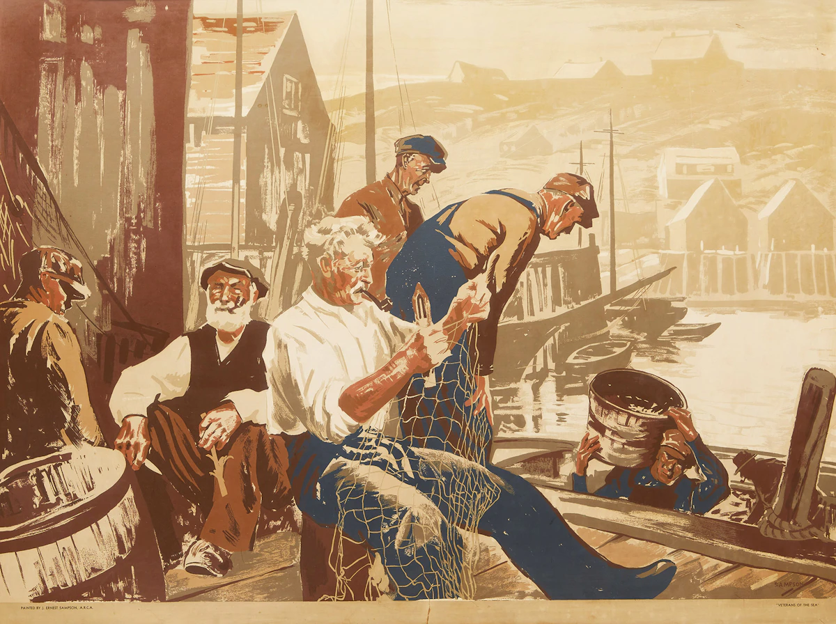 Joseph Ernest Sampson, Veterans of the Sea (original colour palette), Sampson Matthews silkscreen