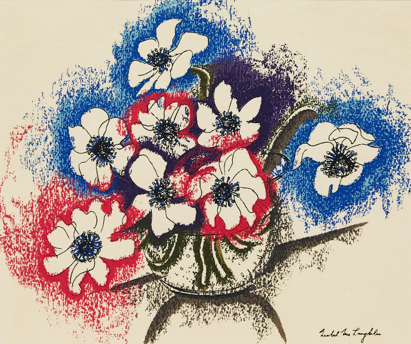 Isabel McLaughlin, Floral Arrangement, colour silkscreen Christmas card