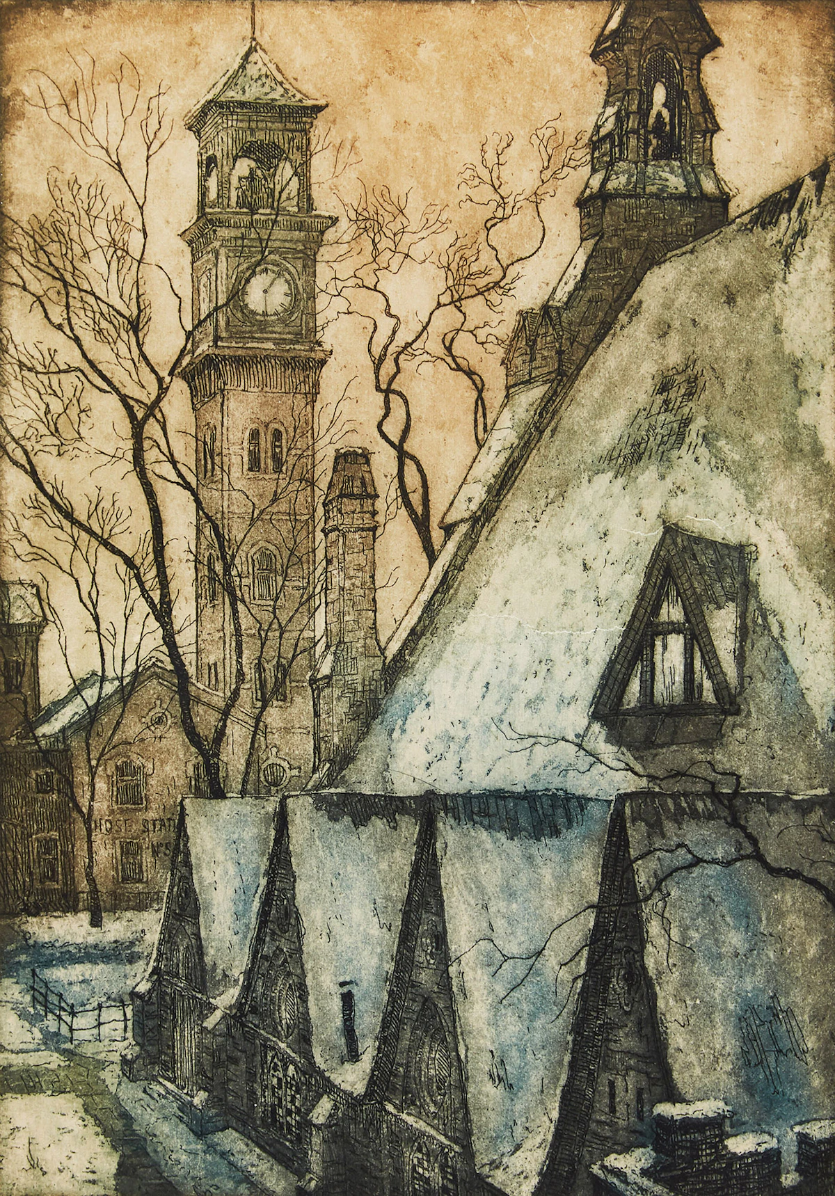 Nicholas Hornyansky, Old St. Stephen’s on Bellevue (Toronto), colour etching and aquatint