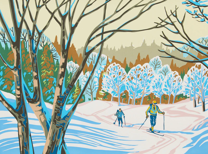 Paul Gauthier, Three Skiing Scenes, three colour serigraphs