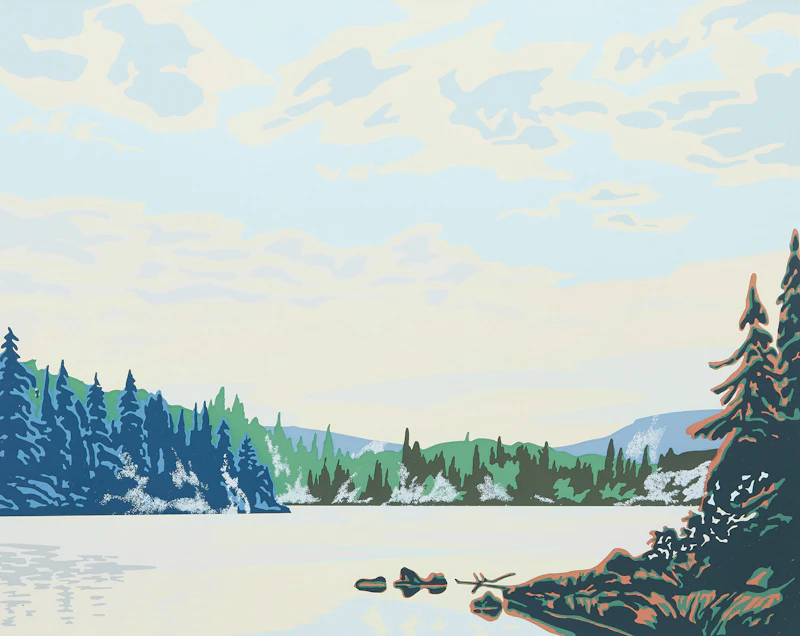 Paul Gauthier, Morning Mist; Algonquin Lake, two colour silkscreens