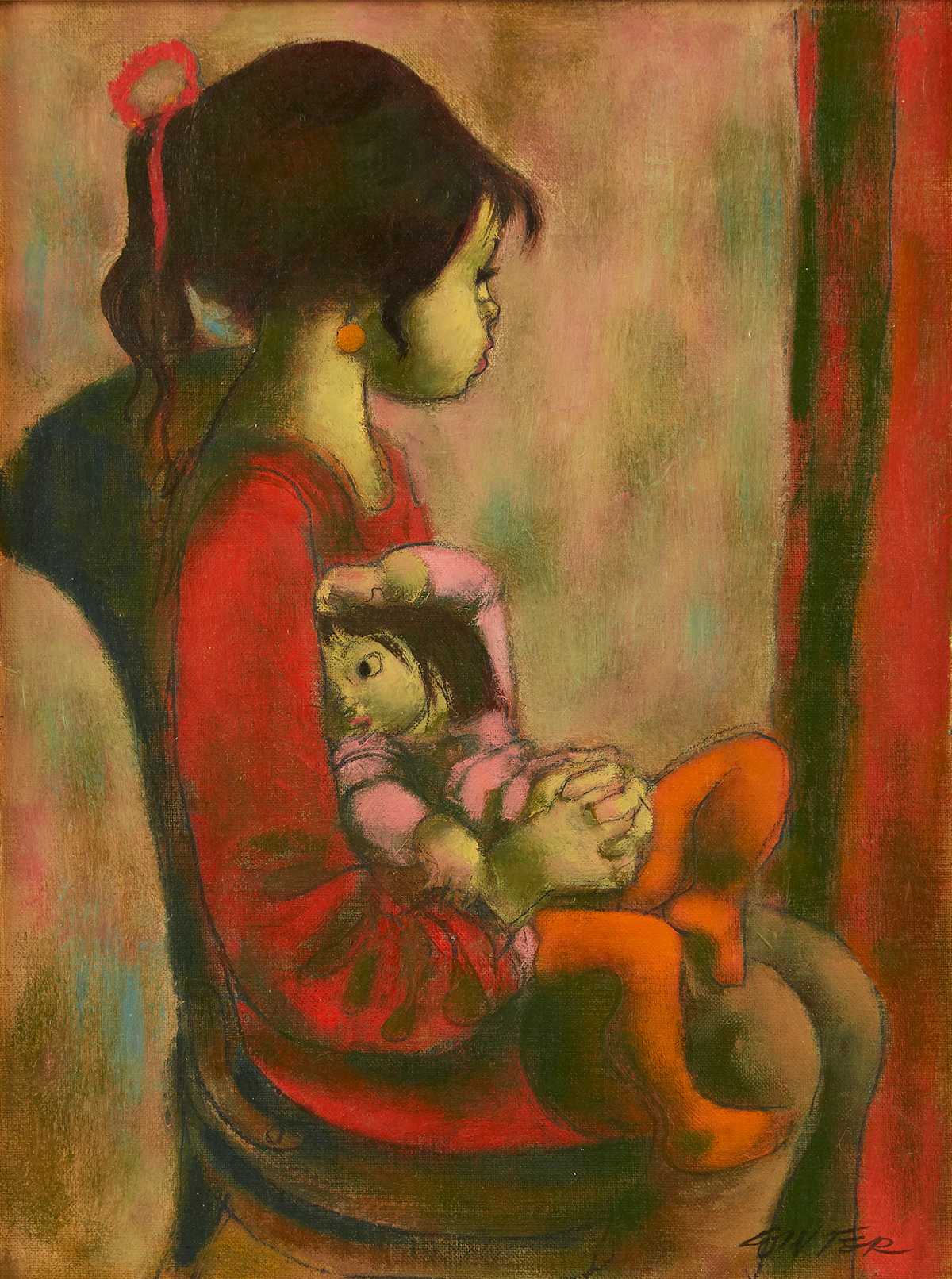 William Arthur Winter, At the Doctors, oil on canvas board