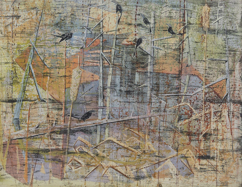 Bobs Cogill Haworth, Grackles by the River, watercolour