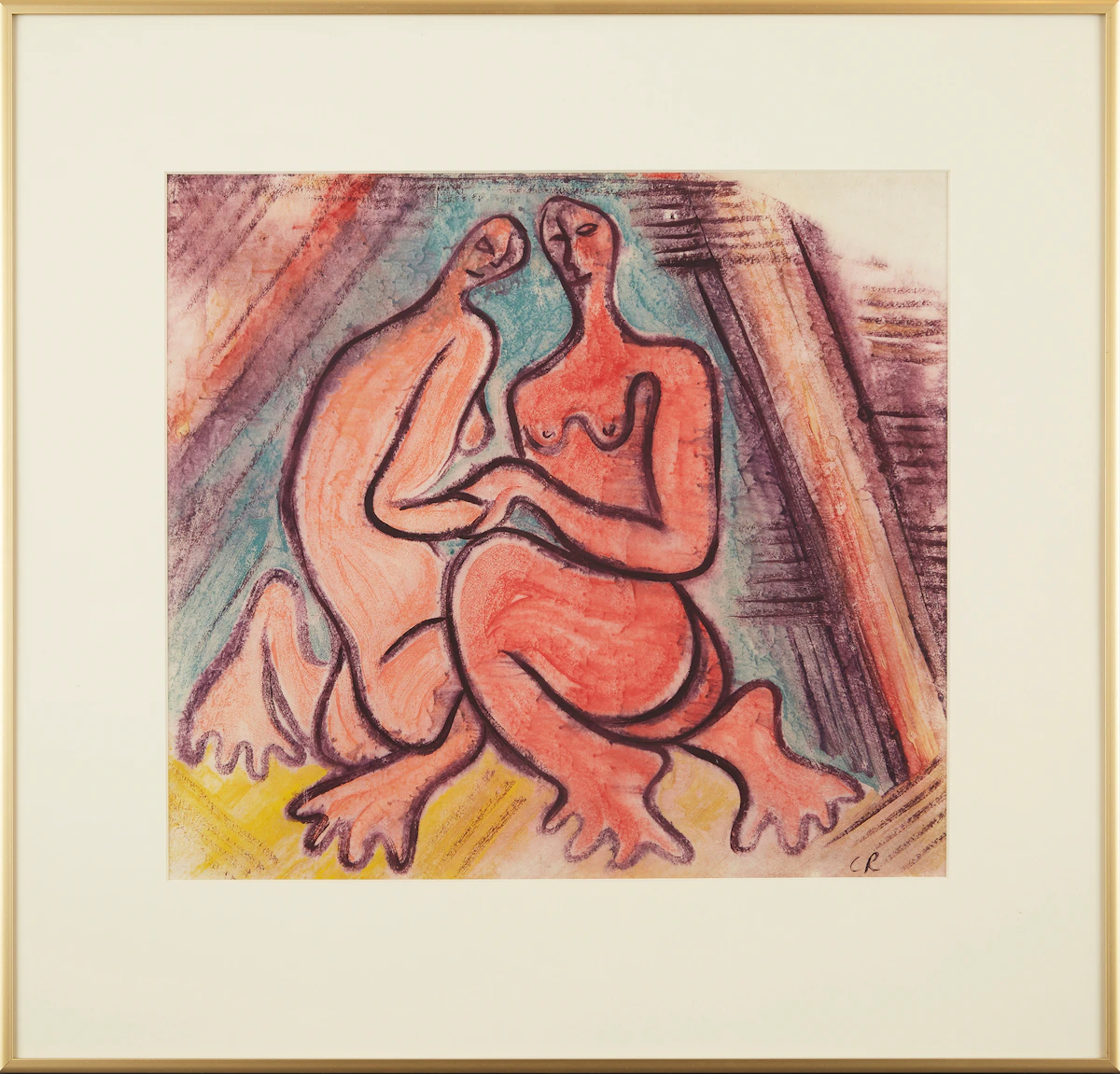 Clifford F. Robinson, The Couple, mixed media on paper
