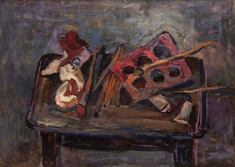 Edmund Alleyn, Le Table de l’Artiste, oil on canvas board