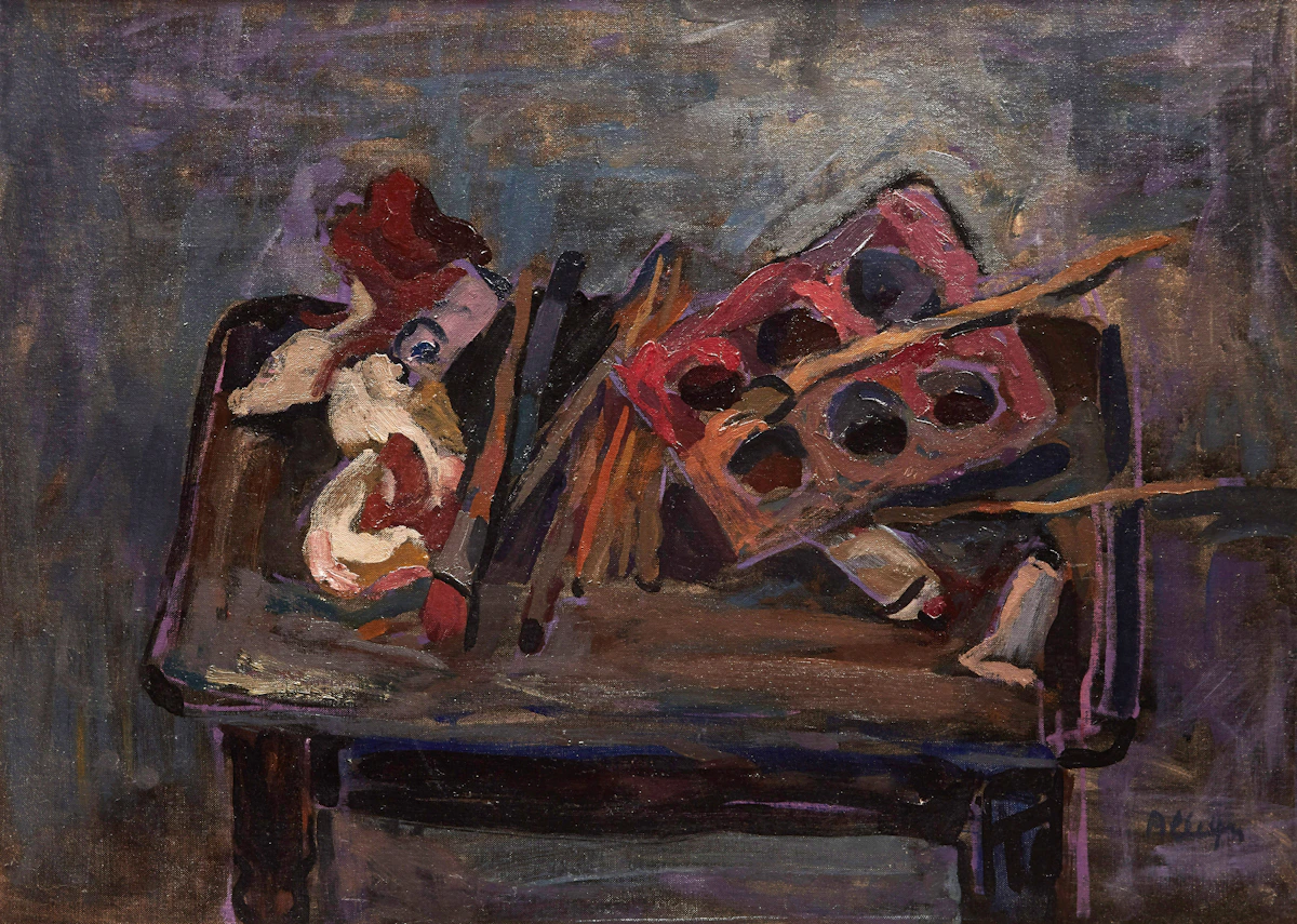 Edmund Alleyn, Le Table de l’Artiste, oil on canvas board