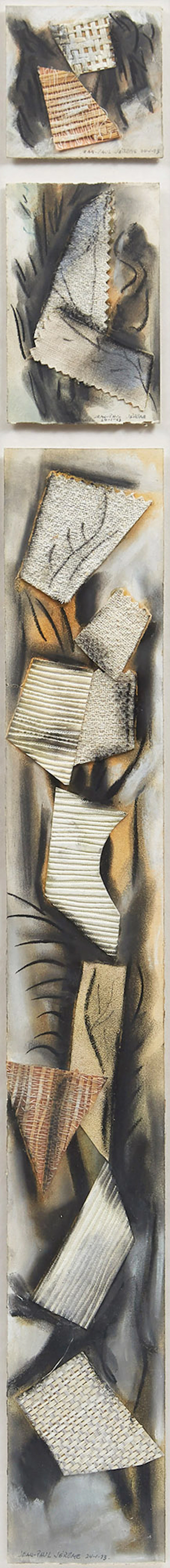 Jean-Paul Jérôme, Bouquet fleuve (triptych), mixed media collage, 1993