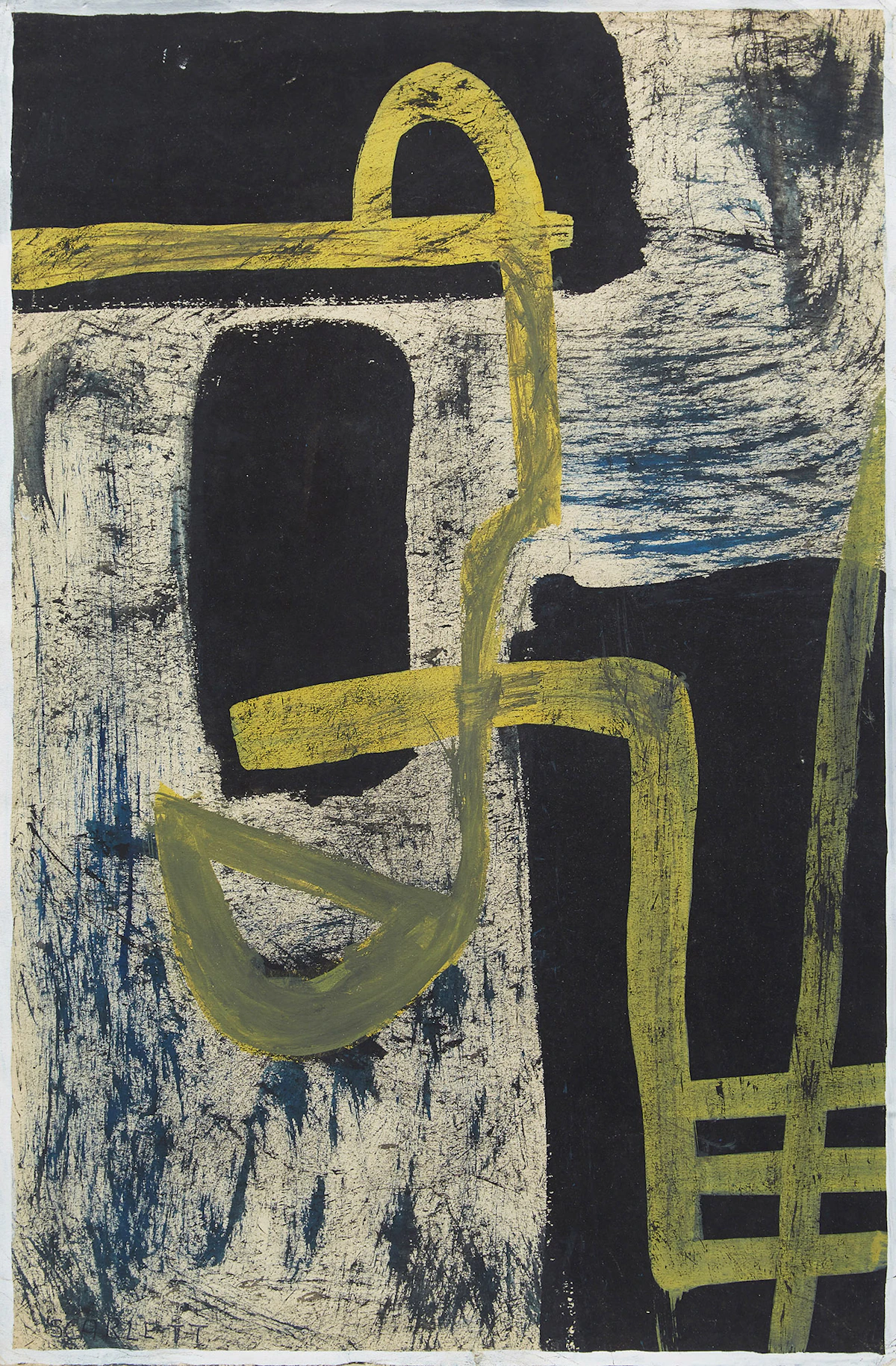 Rolph Scarlett, Untitled (Black, White, Yellow), gouache, circa 1960