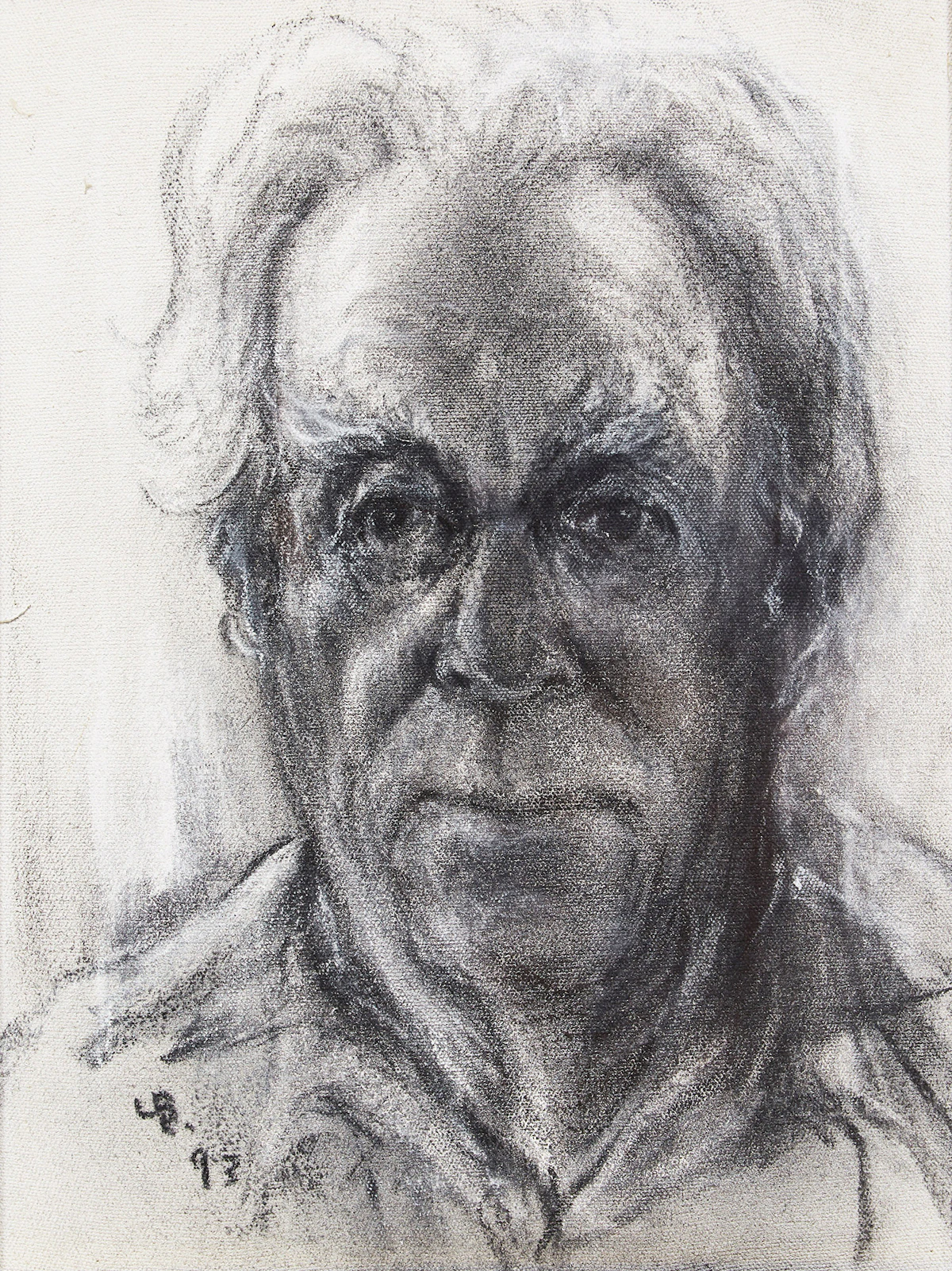 Frank Leonard Brooks, Self Portrait, carbon on canvas, 1993-1994