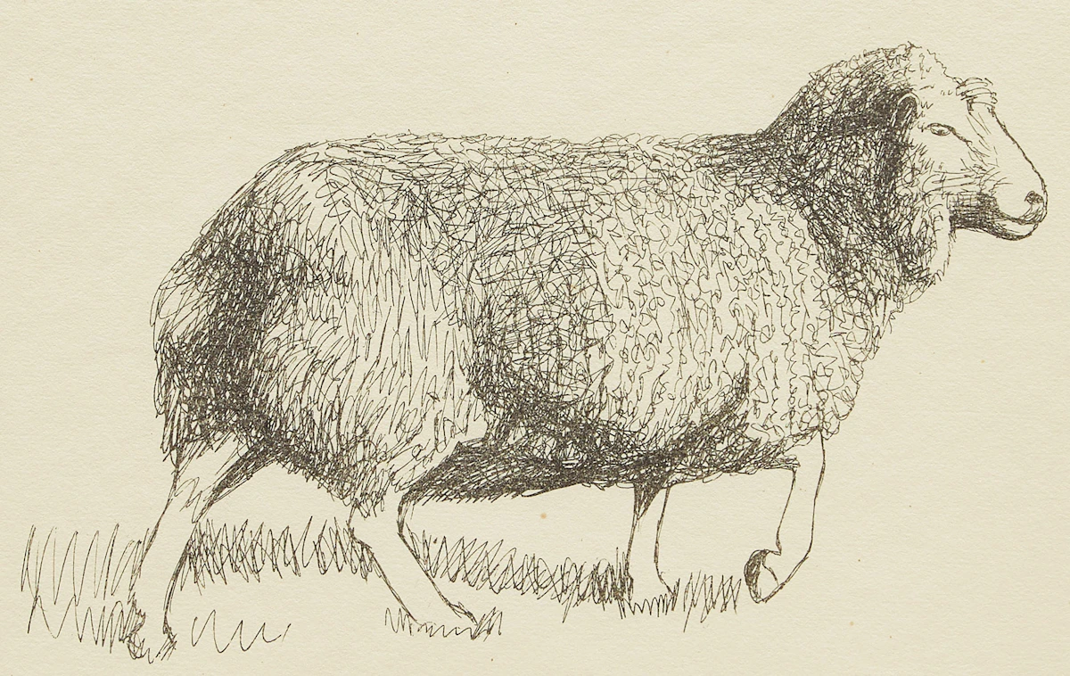 Henry Moore, Sheep Walking, lithograph
