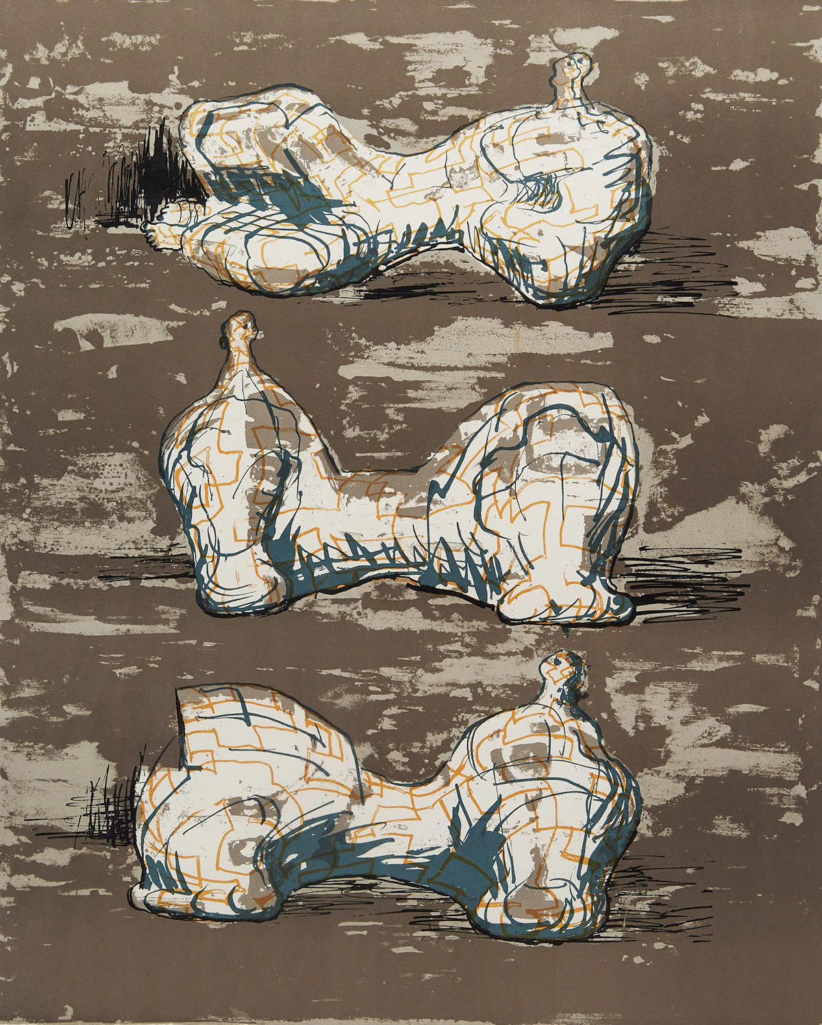 Henry Moore, Three Reclining Figures, colour lithograph