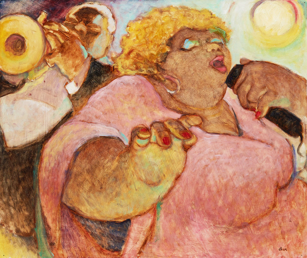 John Der, Jazz Singer, oil on masonite