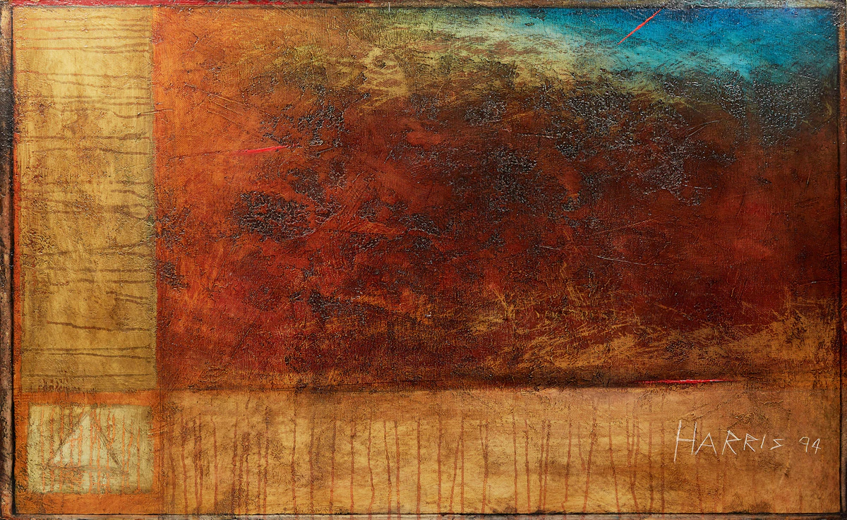 Drew Harris, If You Rest... You Rust, mixed media on masonite, 1994