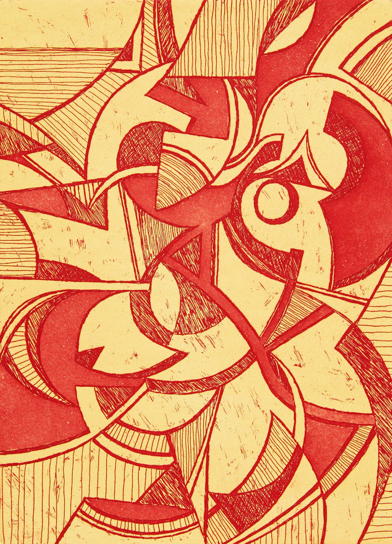 Pair of Etchings: Abstract in Rust; Abstract in Ochre by Jim Ritchie