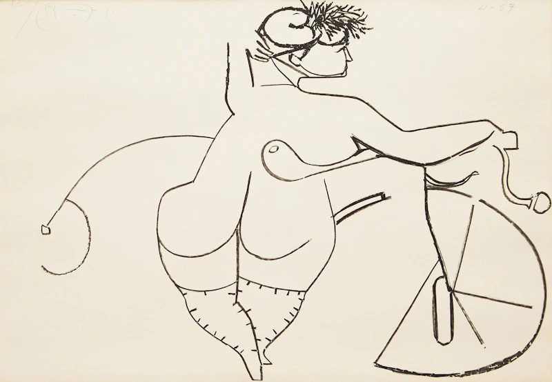 Girl with Bicycle (from “French Postcard Series”) by Harold Barling Town