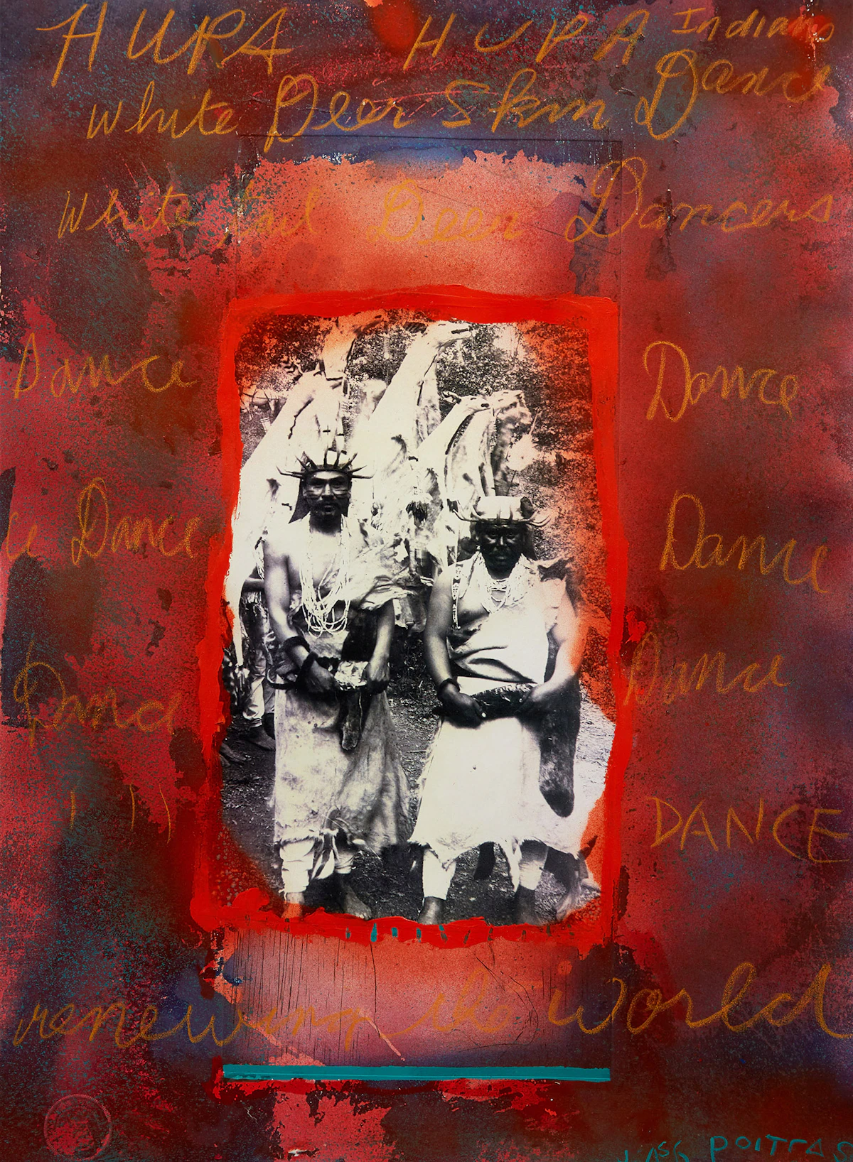 Jane Ash Poitras, Hupa Dancers, mixed media on paper