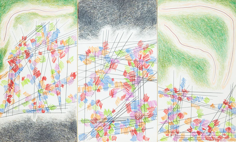 Claude Breeze, Space Web #1, mixed media (triptych)
