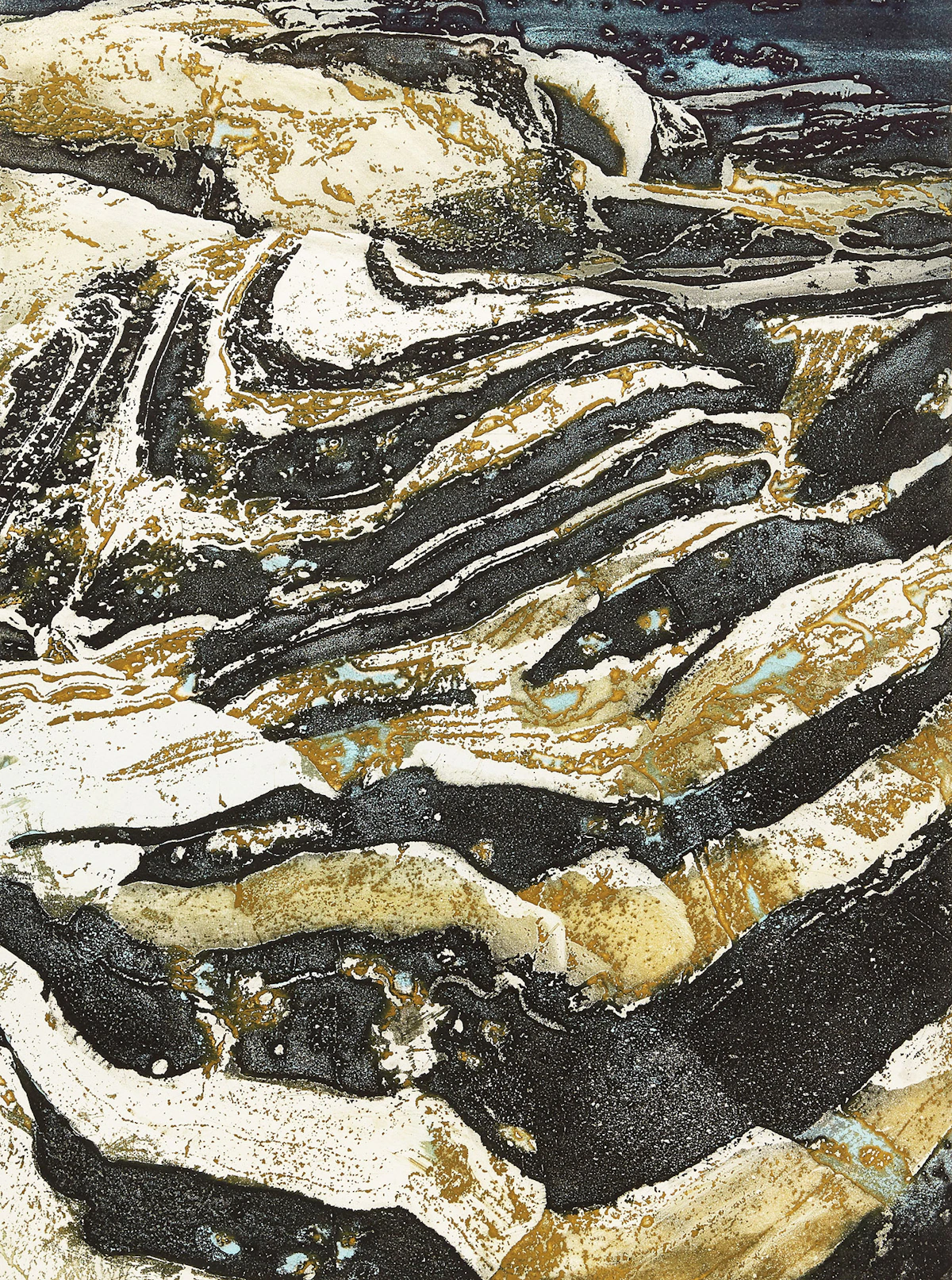 Edward John Bartram, Swept Rock, Precambrian Shield Series, colour etching, 1979