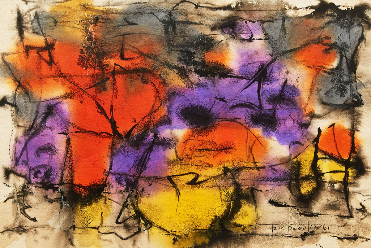 Paul-Vanier Beaulieu, Untitled, mixed media on paper, 1961