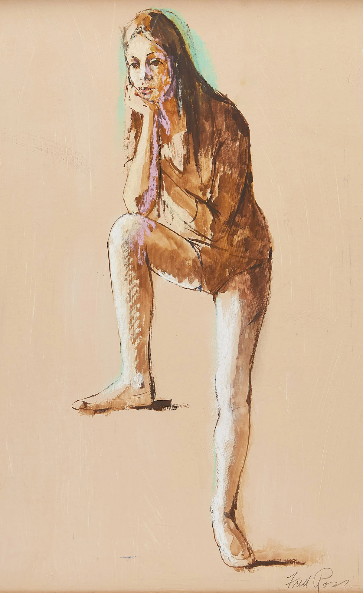 Fred Ross, Dancer Resting, mixed media on paper