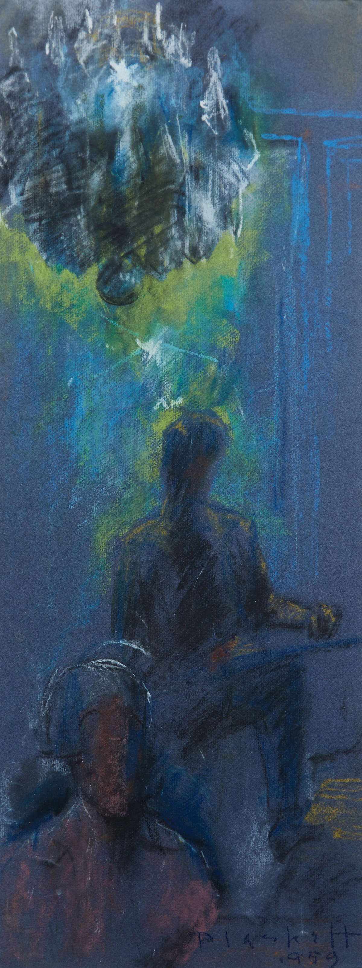 Joseph Francis Plaskett, Under the Chandelier (Self Portrait), pastel on paper