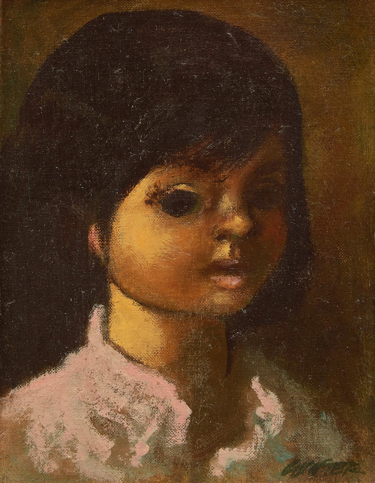 William Arthur Winter, Portrait of a Young Girl , oil on board