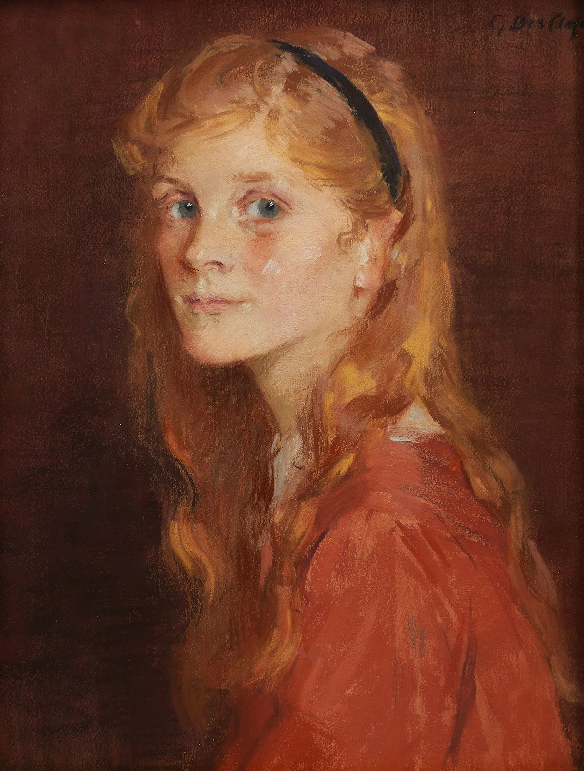Gertrude Des Clayes, Barbara, Daughter of F. Pitcher Esq., pastel on paper