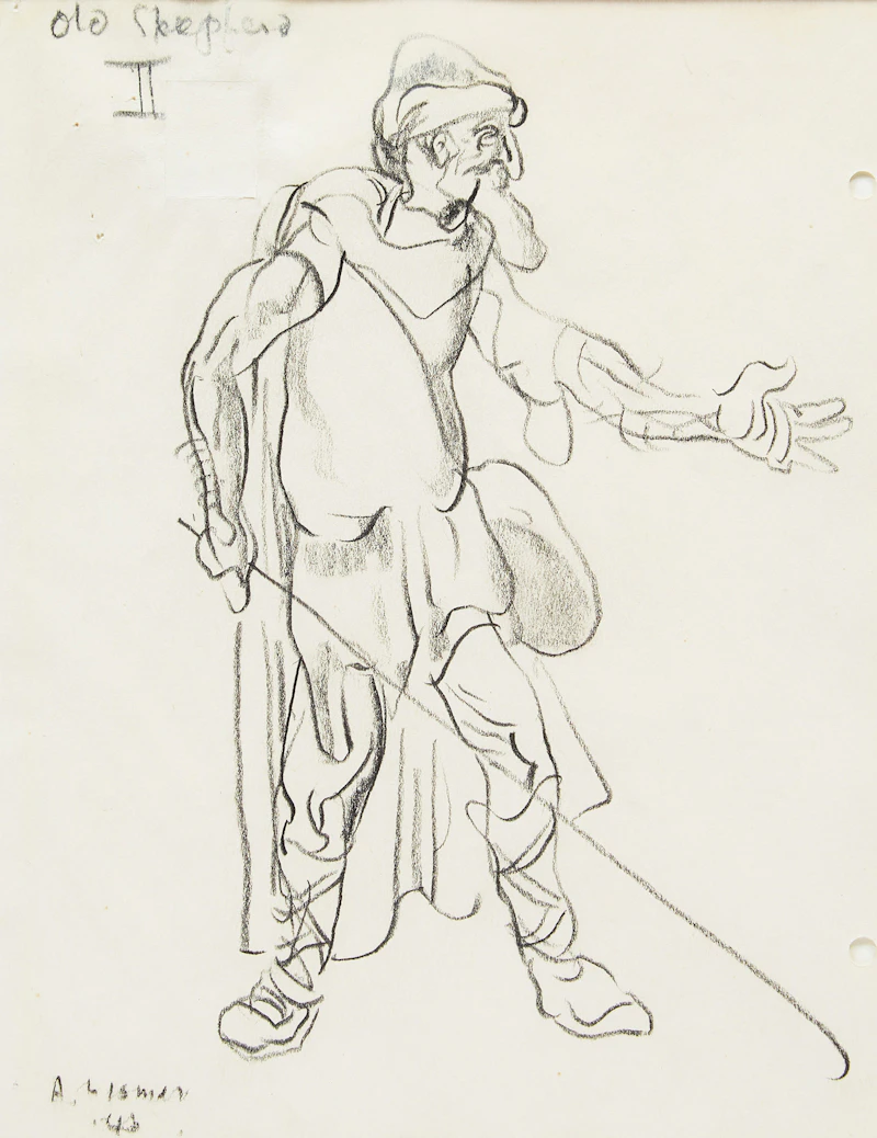 Arthur Lismer, Old Shepherd II, ink and graphite drawing