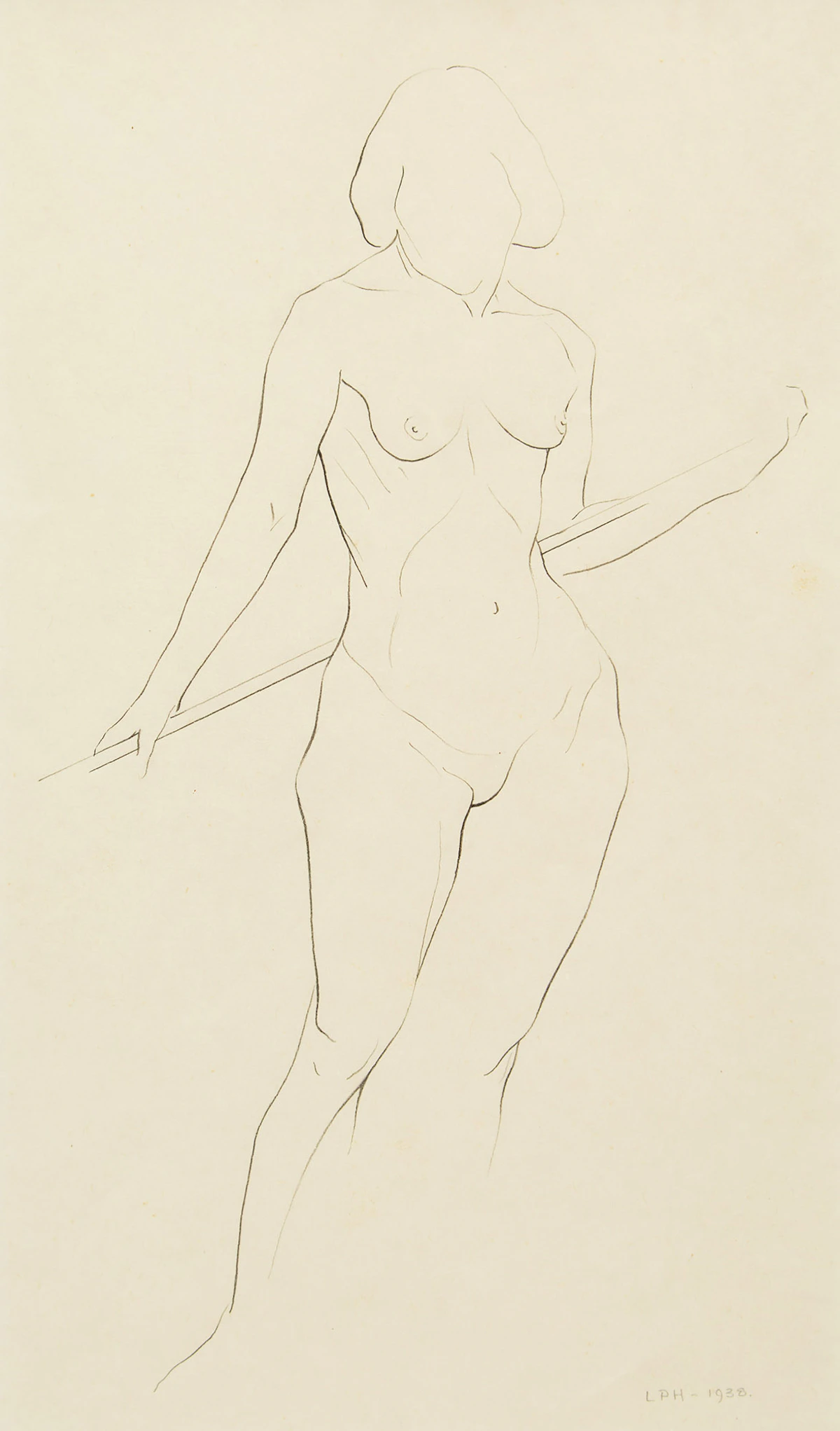 Lawren Phillips Harris, Standing Nude, pencil, 1938